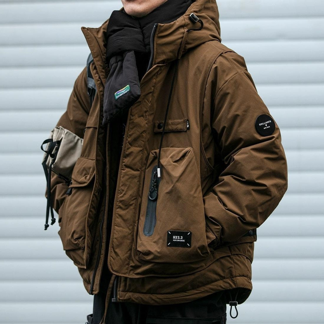 Loose Outdoor Multi-pocket Winter Workwear Hooded Down Jacket