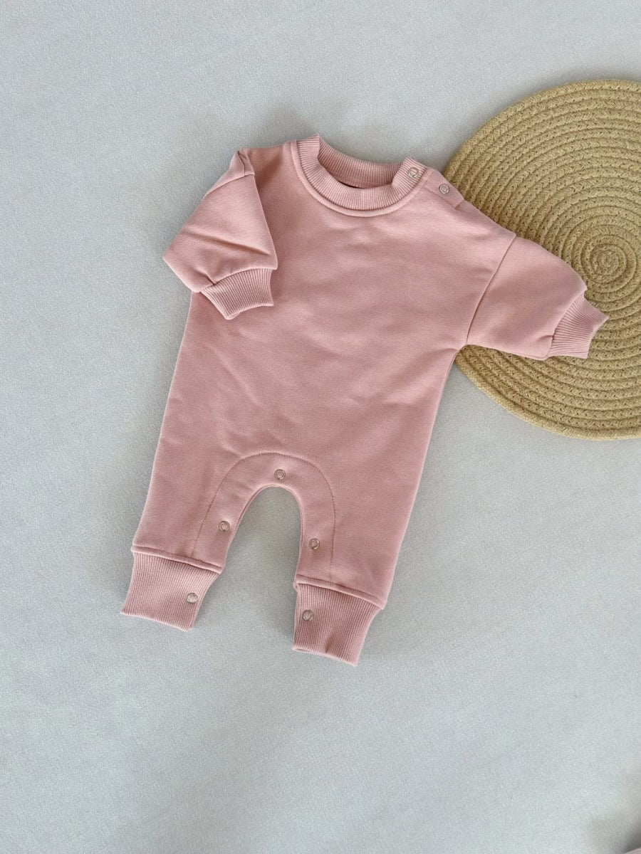 Children's Fleece Solid Color Stylish Thick Romper Jumpsuit