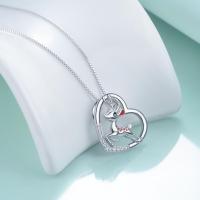 Sterling Silver Sika Deer Heart Zircon Necklace