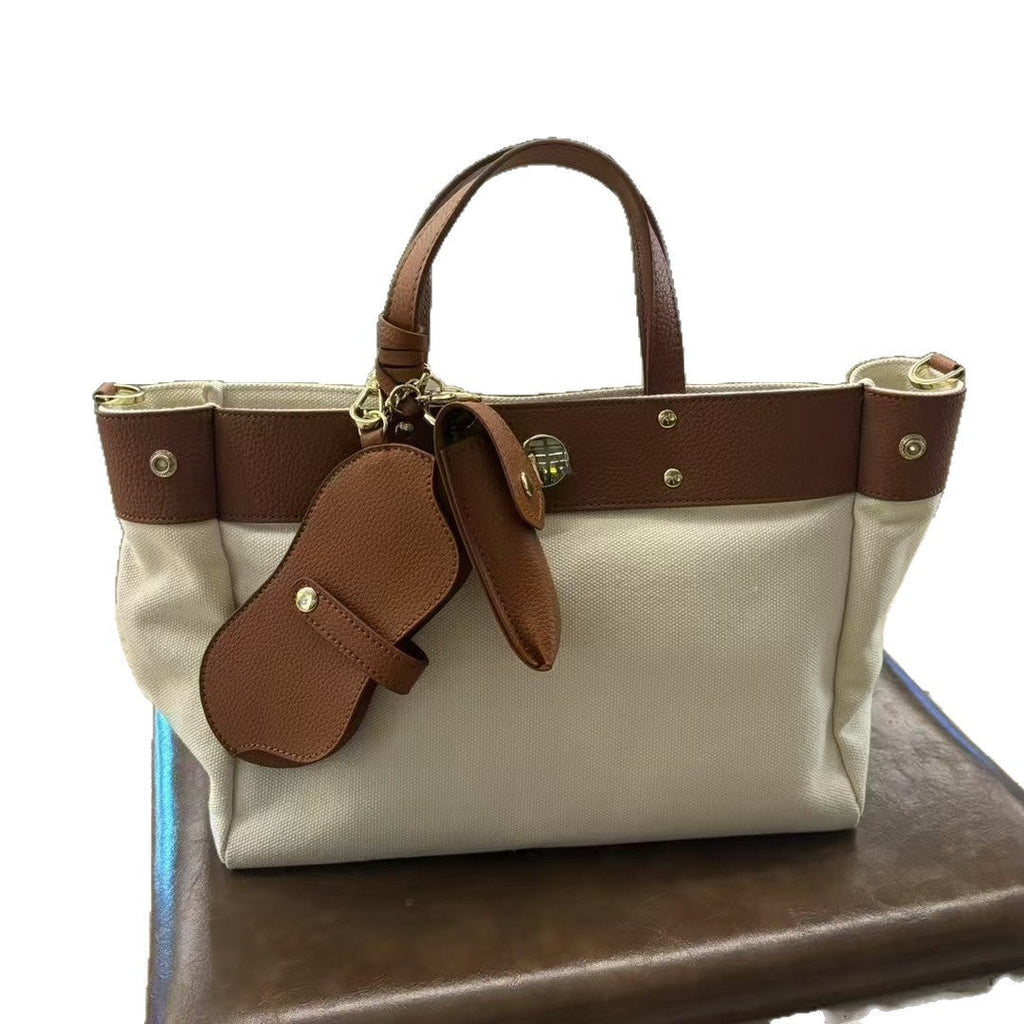 Textured Cowhide High Canvas Loose Crossbody Bag