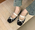 Polka Dot Bow Mary Jane Ballet Flats – Suede Slip-On