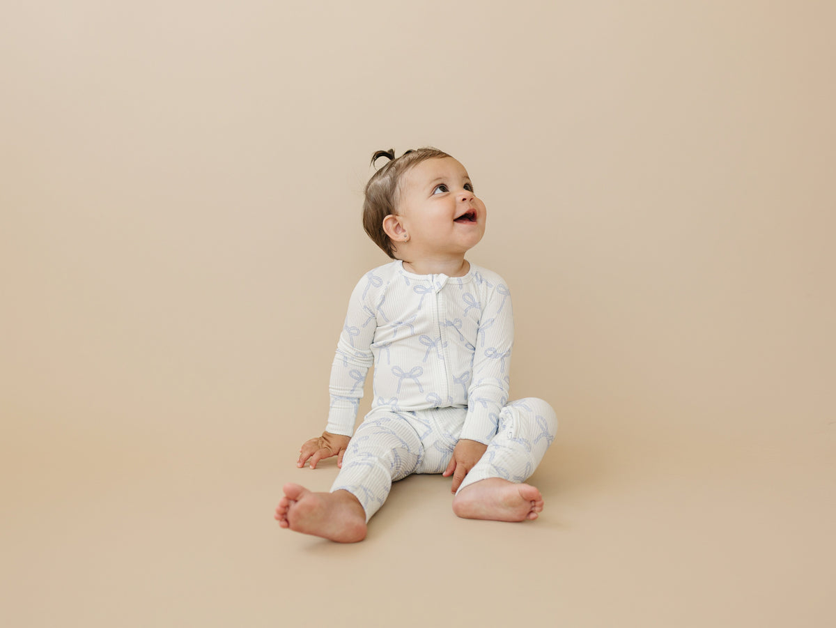 Blue Belle Ribbed Bamboo Zippy Pajamas