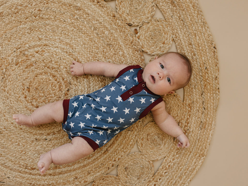 Navy Stars Henley Bamboo Romper