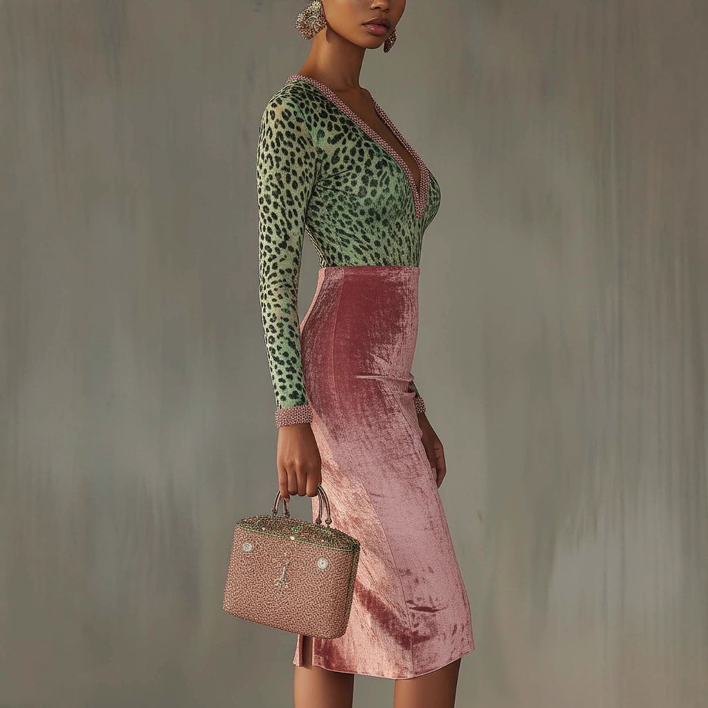 Shiny, Stretchy Velvet Bodycon High-waist Mermaid Skirt