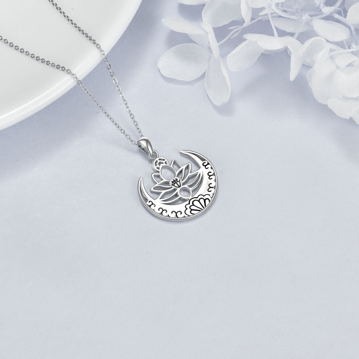 Lotus Flower Symbol Yoga Necklace Sterling Silver Sanskrit Symbol  Balancing Jewelry