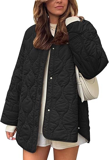 European And American Style Chic String Decoration Simple Solid Color Round Neck Loose Cotton Coat