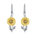 925 Sterling Silver Sunflower Dangle Earrings for Women Girls Teen