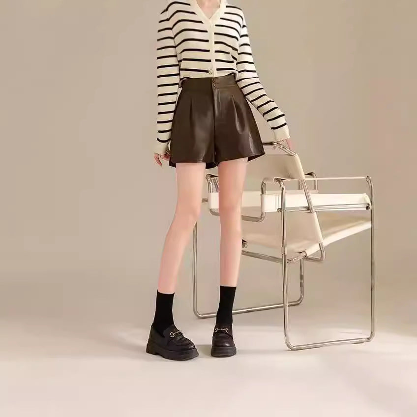 New Autumnwinter High-waiste Figure-flattering A-line Wide-leg Pants For Outerwear