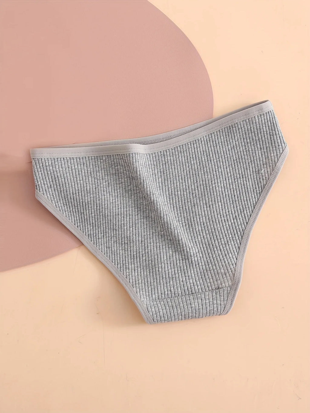5pcs Solid Ribbed Briefs, Comfy & Breathable Stretchy Intimates Panties, Women's Lingerie & Underwear