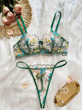 2-piece sexy lingerie set for women: red and green temptation, thong. Green lingerie set, very pleasant