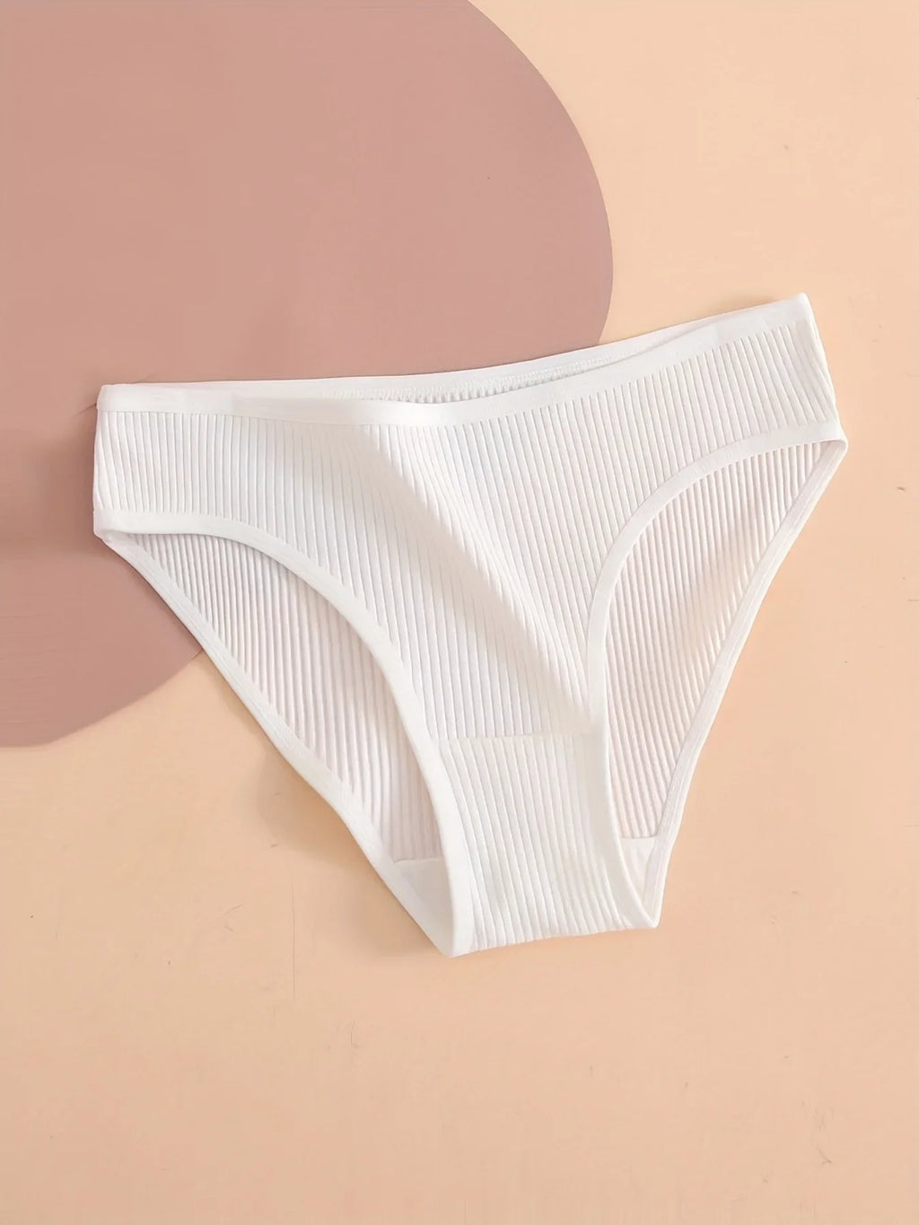5pcs Solid Ribbed Briefs, Comfy & Breathable Stretchy Intimates Panties, Women's Lingerie & Underwear