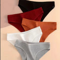 5pcs Solid Ribbed Briefs, Comfy & Breathable Stretchy Intimates Panties, Women's Lingerie & Underwear
