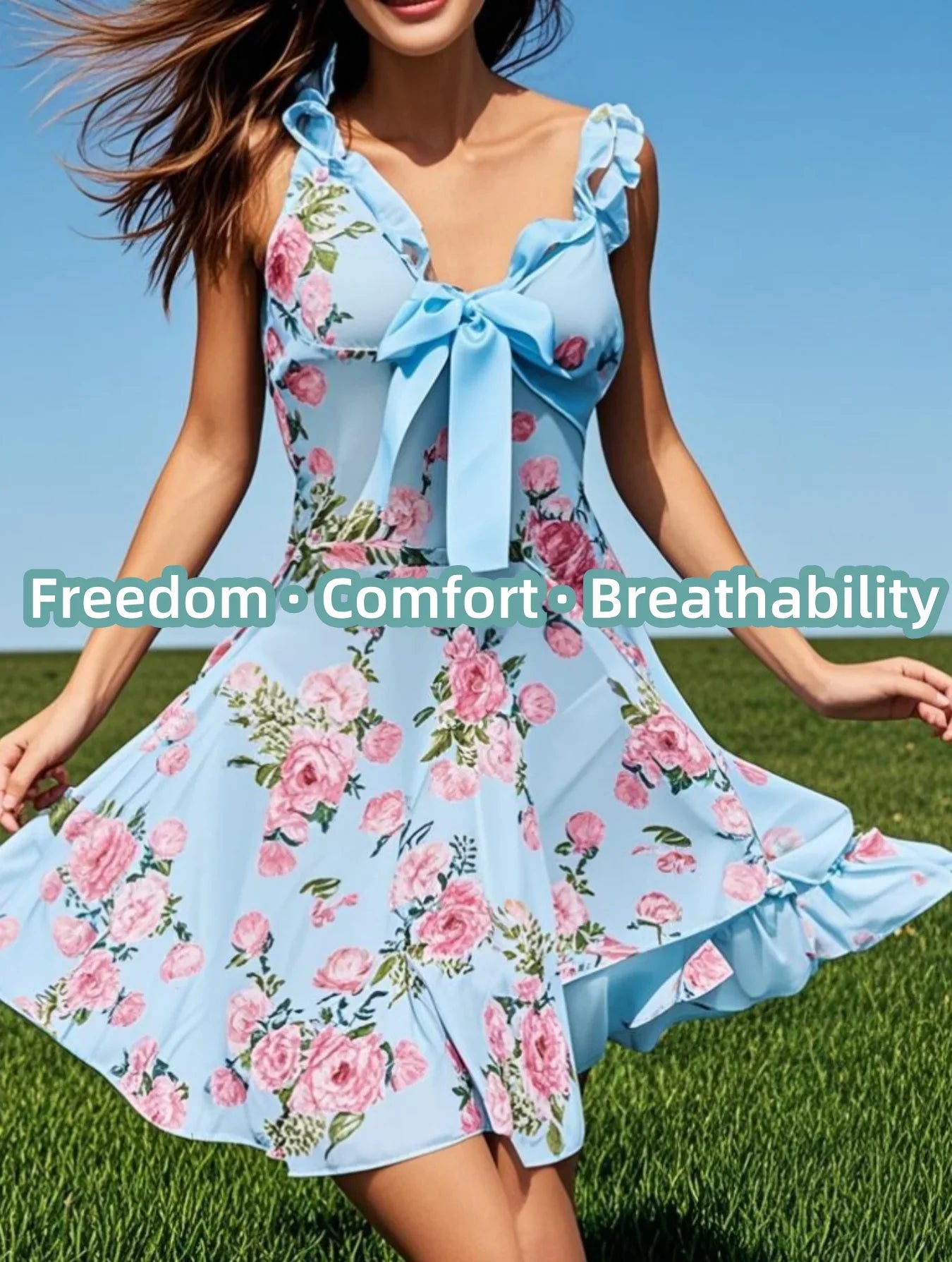 Elegant Two-Piece Sleepwear Set – Soft Lace V-Neck, Floral Print, Breathable Fabric, Sexy Lingerie for Bed, Beach, Party