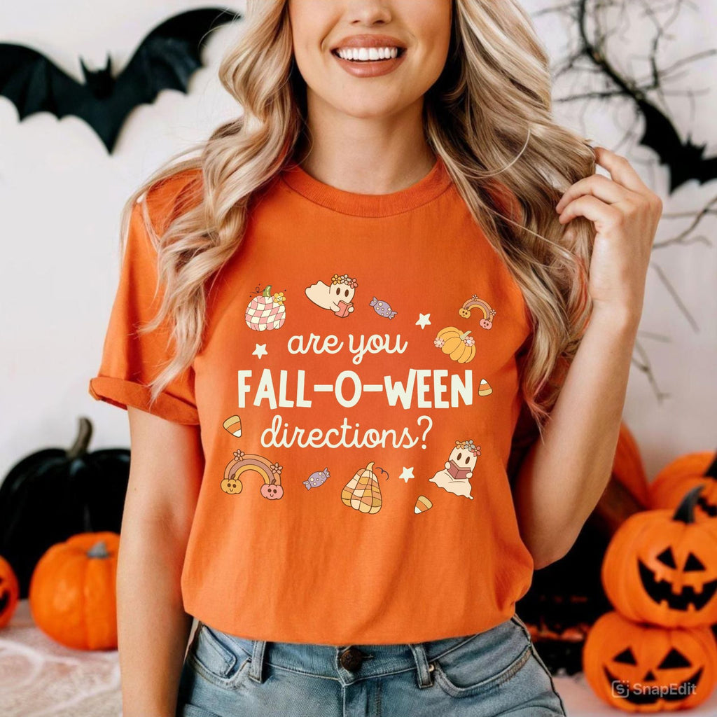 "Are You Fall-O-Ween Directions?" Shirt - Funny Halloween Pun Tee, Spooky Season Apparel
