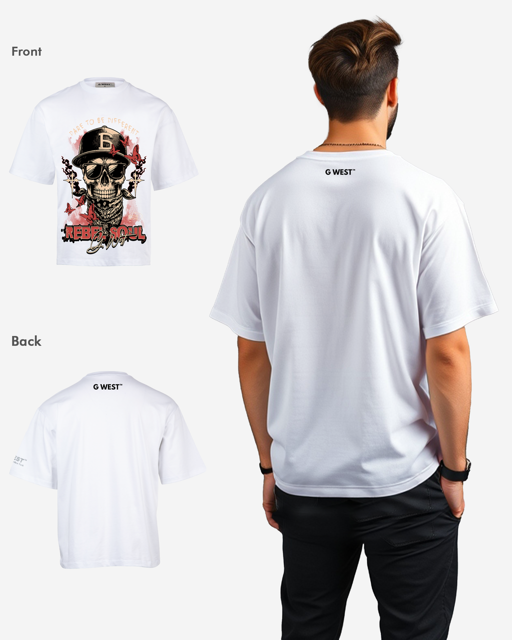 G WEST REBEL SOUL OVERSIZED T-Shirt Mens