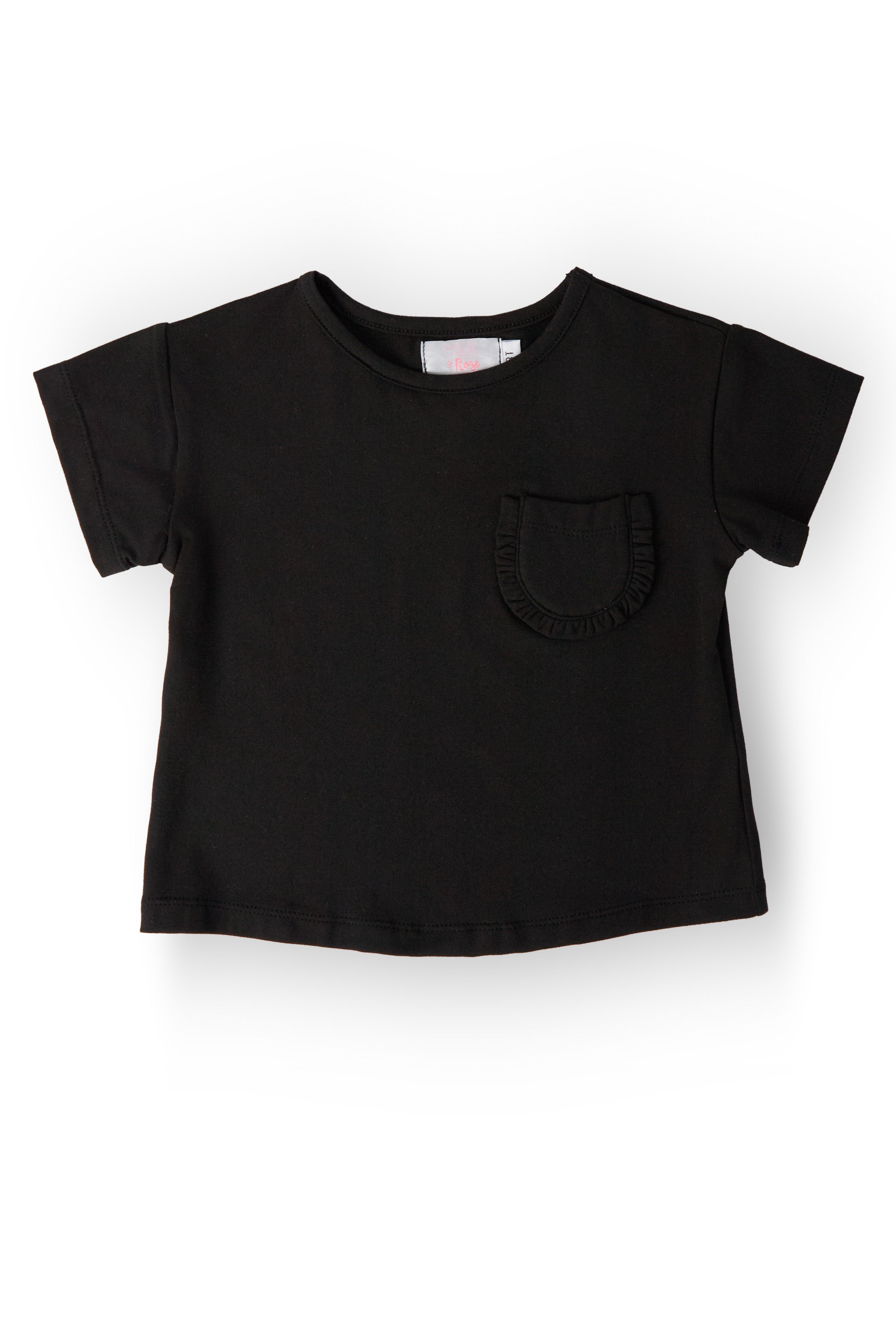 Black Ruffle Pocket Tee