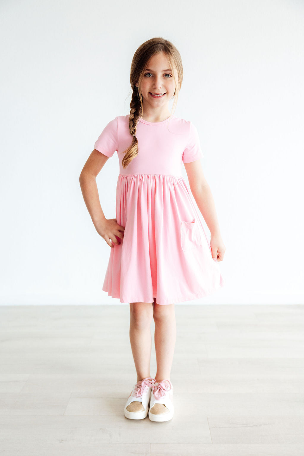 Bubblegum Pink S/S Pocket Twirl Dress