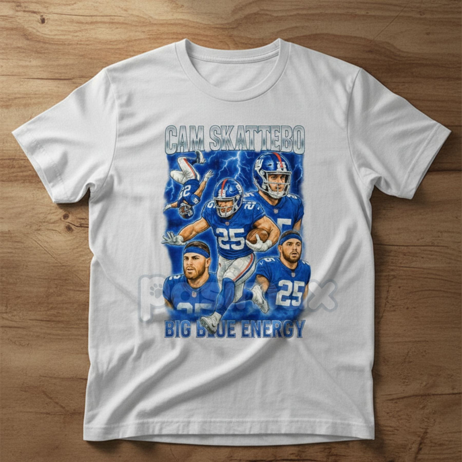 Cam Skattebo "Big Blue Energy" T-Shirt - New York Giants '90s Rap Tribute Tee, Unisex Bootleg RB Graphic