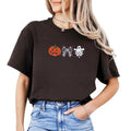 Cutesy Spooky Bows T-Shirt – Embroidered, Relaxed Fit Tee with Ghost & Spiderweb Design