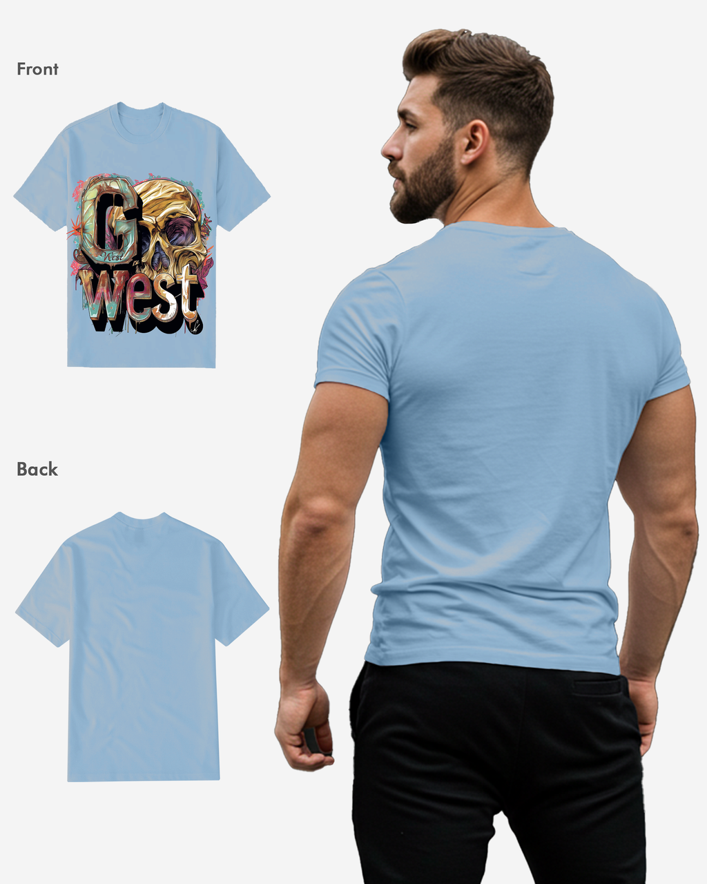 G West Mens Multicolor Skull Tee