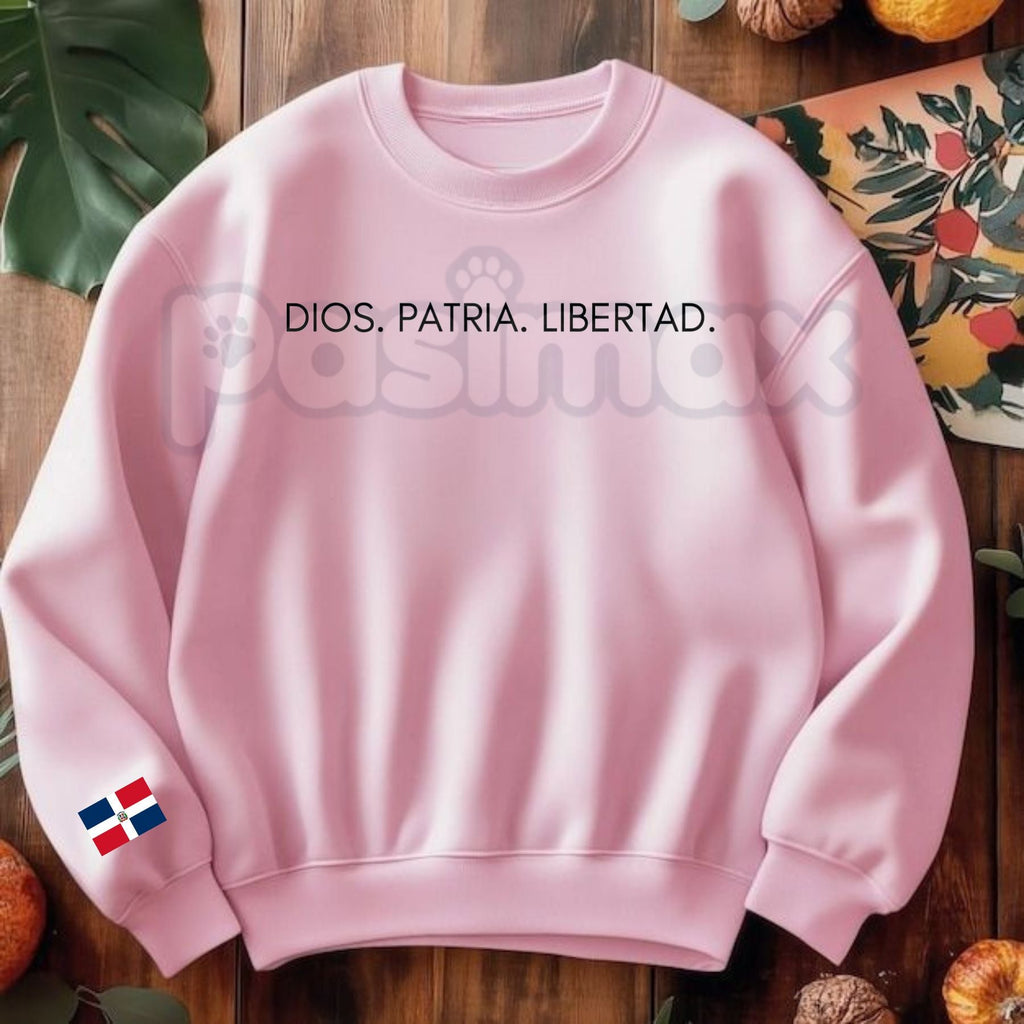 DIOS.PATRIA.LIBERTAD Sweatshirt | Dominican Republic National Motto Jumper | Patriotic Spanish Pride Crewneck | DR Heritage Gift