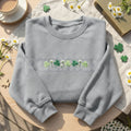 Embroidered Shamrock Meadow Crewneck – St. Patrick’s Day Lucky Four-Leaf Flower Sweatshirt