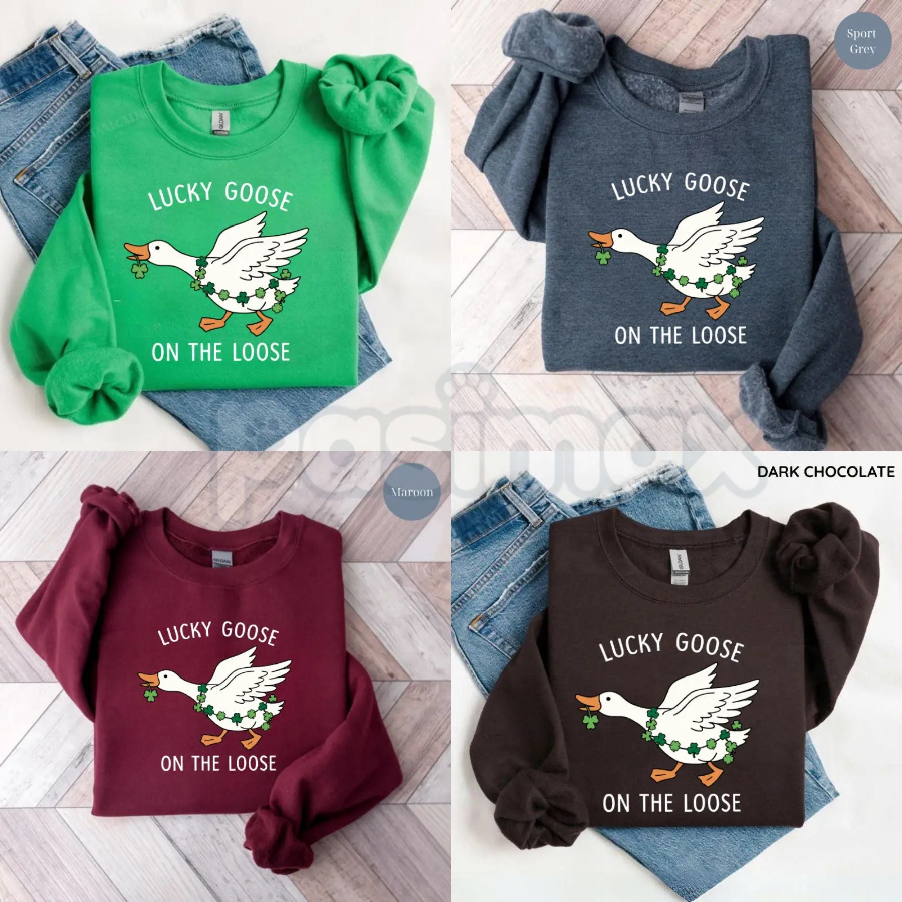Funny St. Patrick's Day Goose Sweatshirt – Lucky Goose "Honk" Sweater, Retro Irish Graphic Crewneck