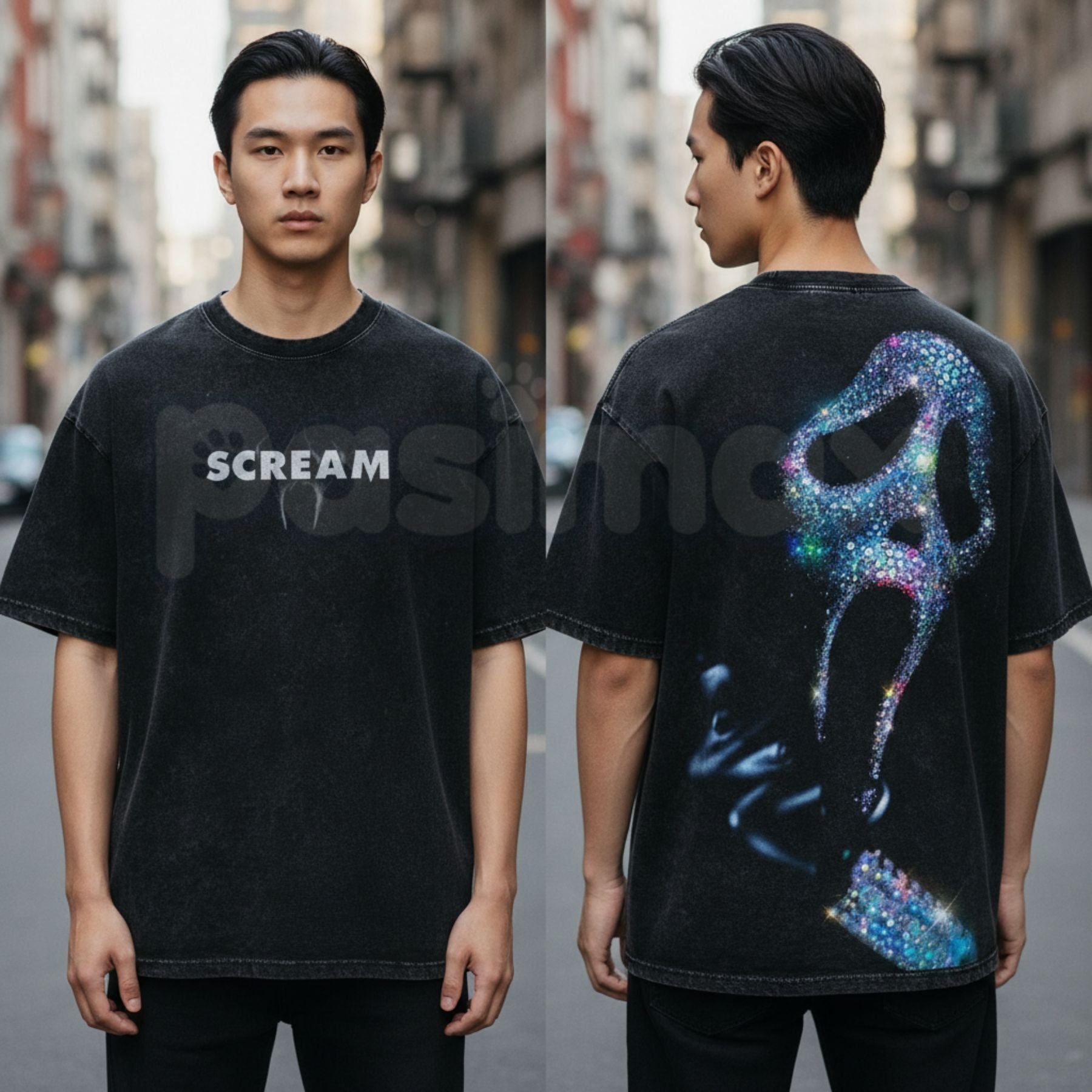 Ghostface "Scream" Slasher Streetwear Tee – y2k Vintage Washed Oversized Graphic T-Shirt