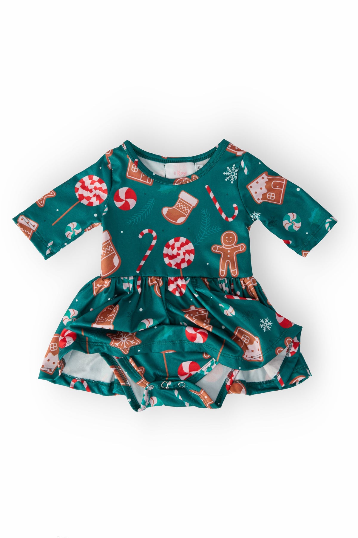 Gingerbread House 3/4 Sleeve Twirl Bodysuit