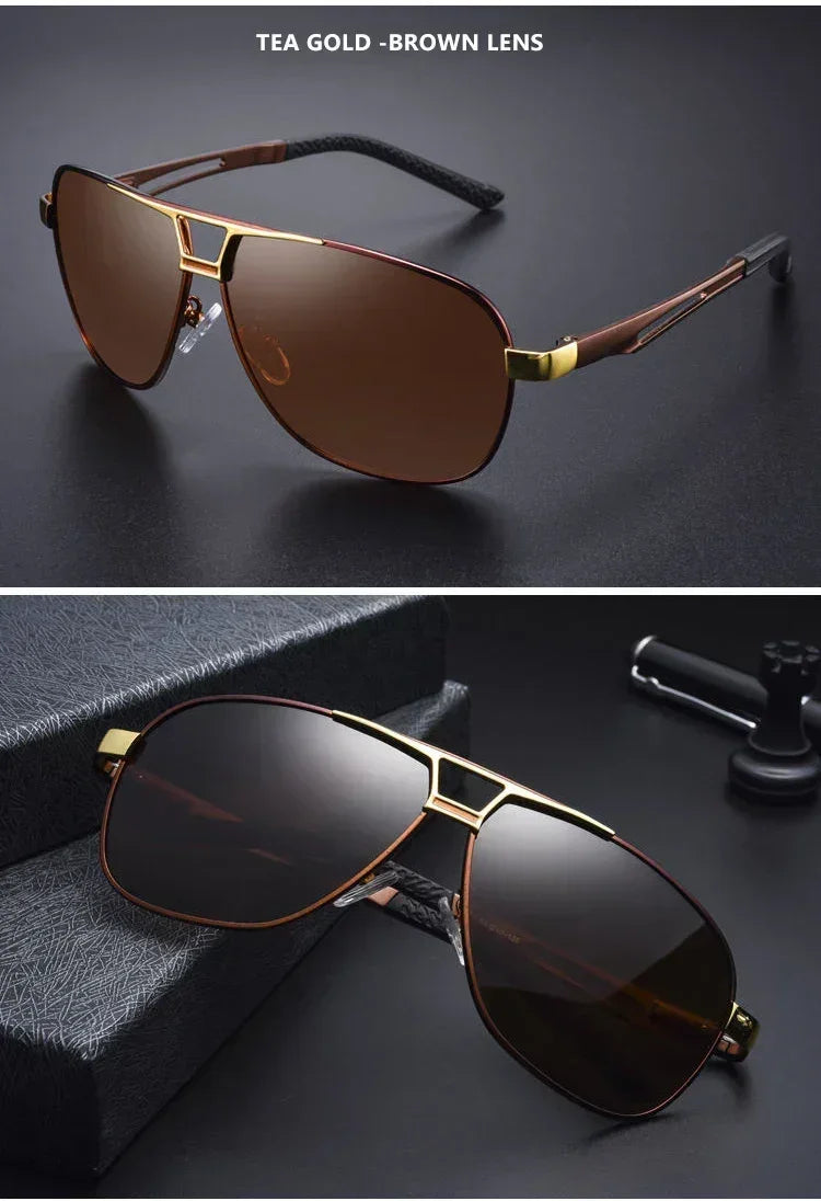 Top Quality Square Retro Photochromic Aluminum Sunglasses Men Polarized Driving Women Sun Glasses For Men Brown Oculos de sol
