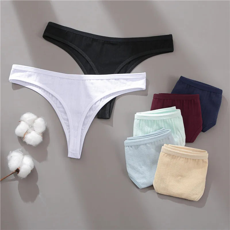 Women Cotton Thongs Panties Sexy Low Waist T-Back G-string Underpants Thongs Girls S-XL Intimates Lingerie Breathable Bikini New