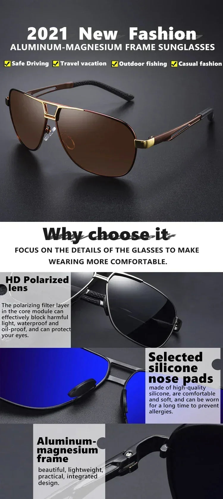 Top Quality Square Retro Photochromic Aluminum Sunglasses Men Polarized Driving Women Sun Glasses For Men Brown Oculos de sol