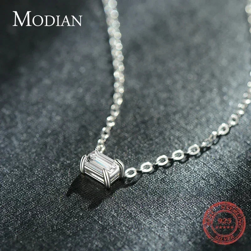 Modian Genuine 925 Sterling Silver Fashion Charm AAA Zirconia Pendant Necklace For Women Silver Female Necklaces Fine Jewelry