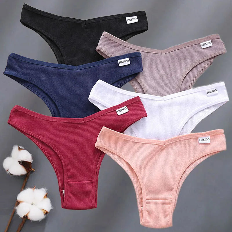 3Pcs/Set Women Cotton Panties Sexy V Waist Briefs T-Back Brazilian Underpants Female M-XL Underwear Girls Breathable Intimates
