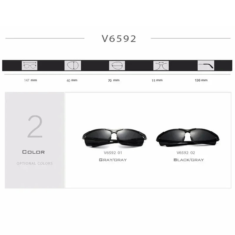 VEITHDIA Brand Designer Men's Sunglasses Aluminum Magnesium Polarized UV400 Sun Glasses Cycling Sports Male Outdoor Eyewear 6592