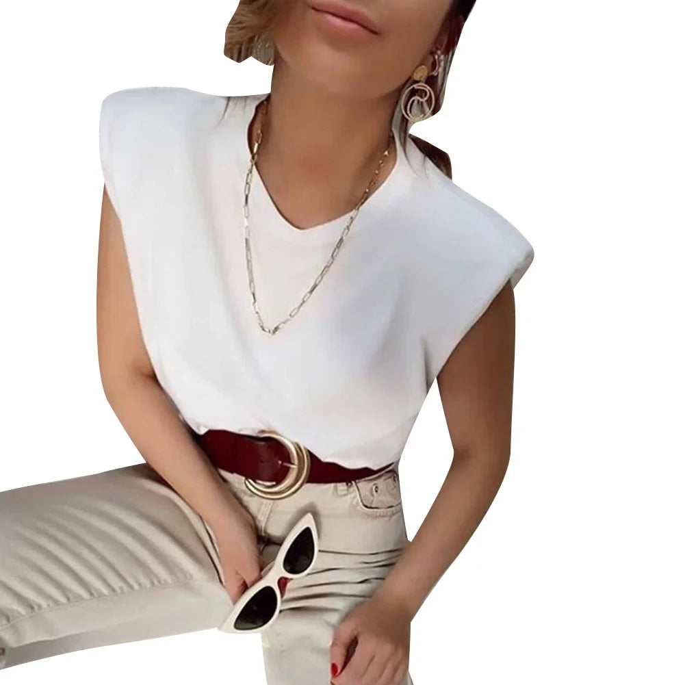 Fashion Women Ladies Solid T shirt Tops Sleeveless O neck Tops Summer Loose Casual Clothes S M L