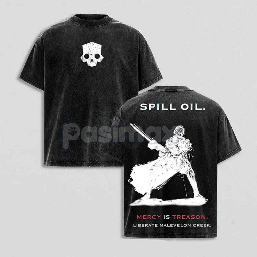 Helldivers 2 Oversized Washed Tee – Double-Sided Print Streetwear, Unisex Gaming Apparel