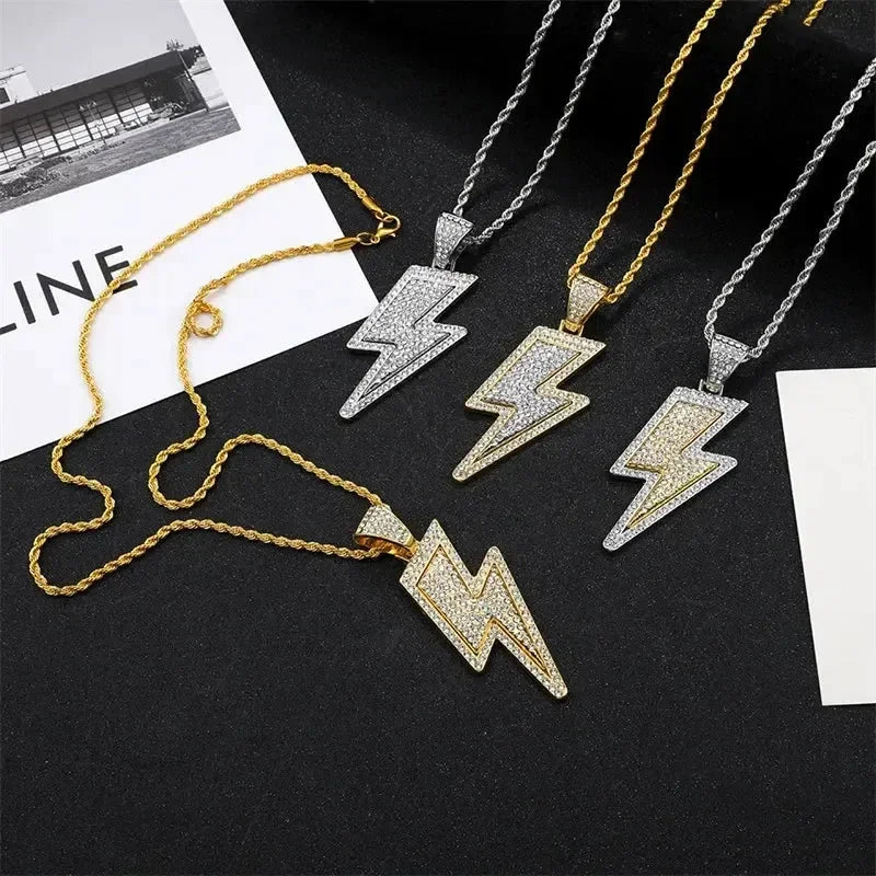 Men Hip Hop Full Rhinestone King Queen Pendants Necklaces Bling Bling Iced Out Cuban Link Chain Hiphop Necklace Men Jewelry Gift