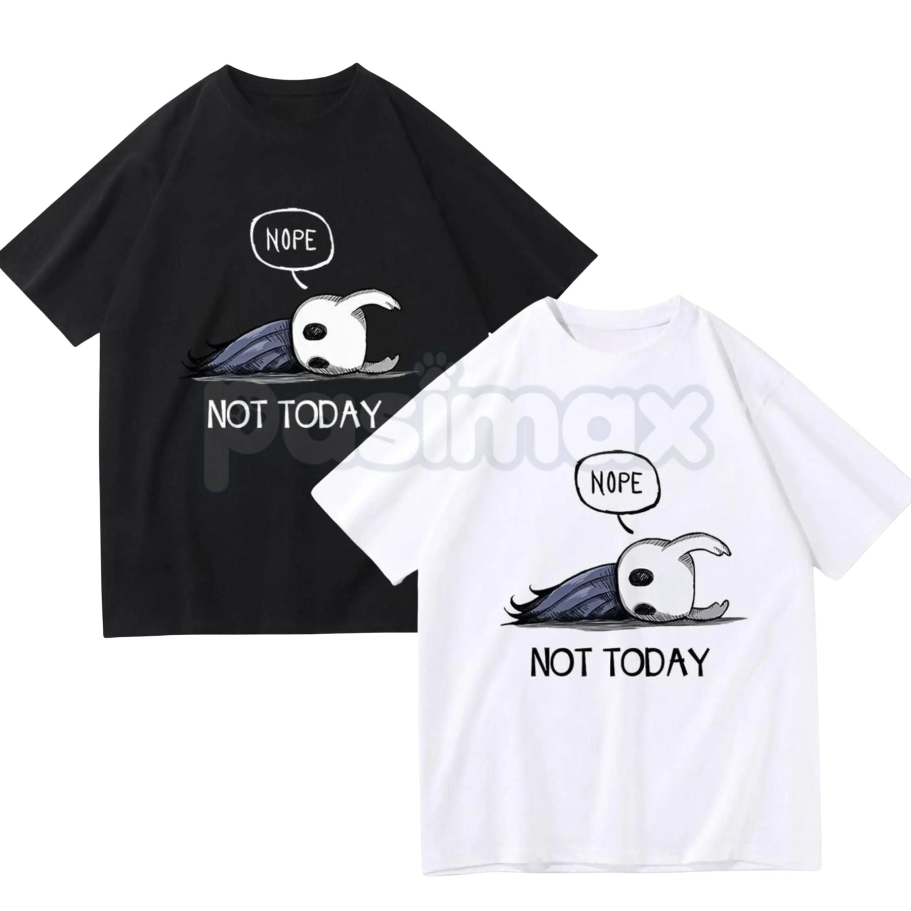 Hollow Knight "Nope Not Today" Bench Break T-Shirt - Ghost of Hallownest Sarcastic Graphic Tee, Premium 100% Cotton Cozy Gamer Shirt, Funny Indie Game "No" Mood Apparel, Soft Lived-In Unisex Gaming Top, Relatable Hollow Knight Fan Gift