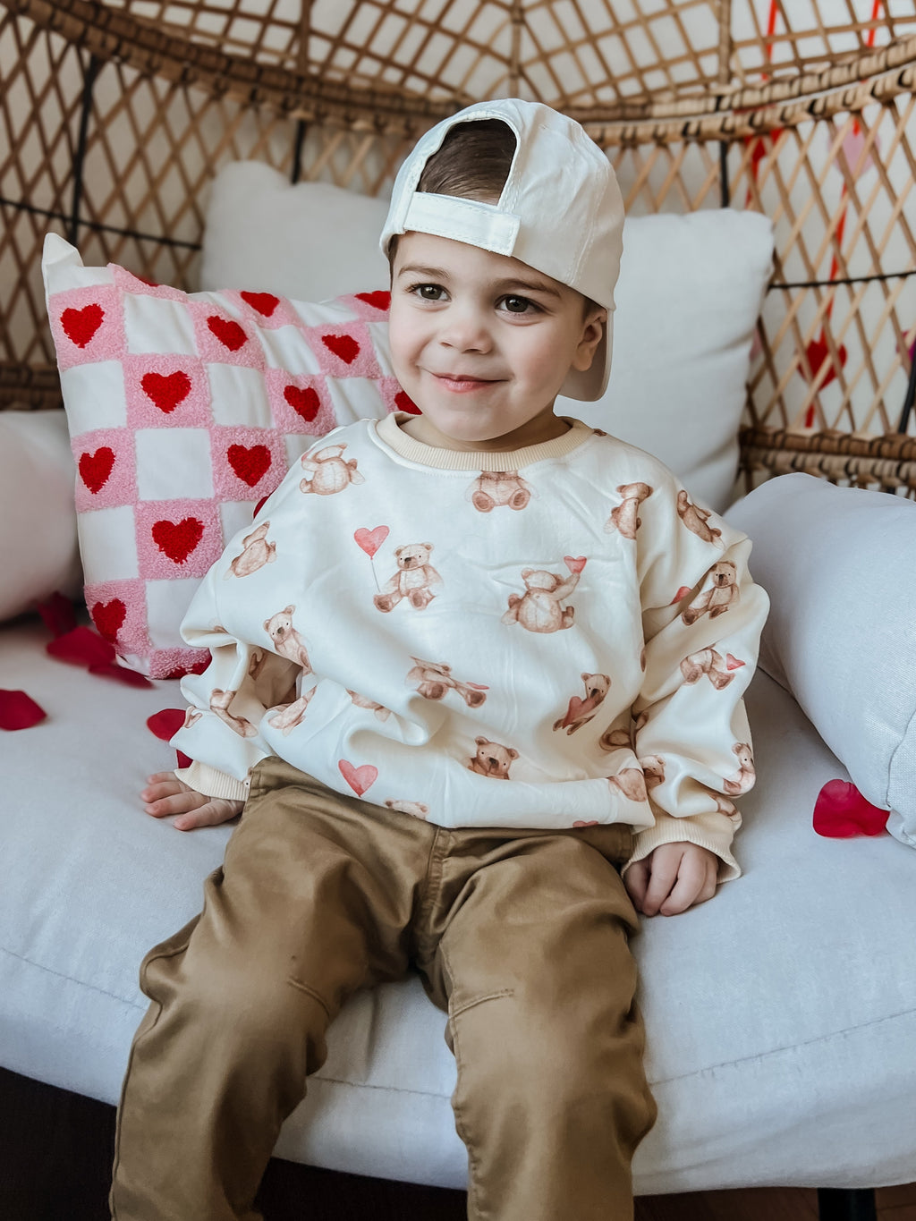 Teddy Bear Hearts Crewneck Sweatshirt