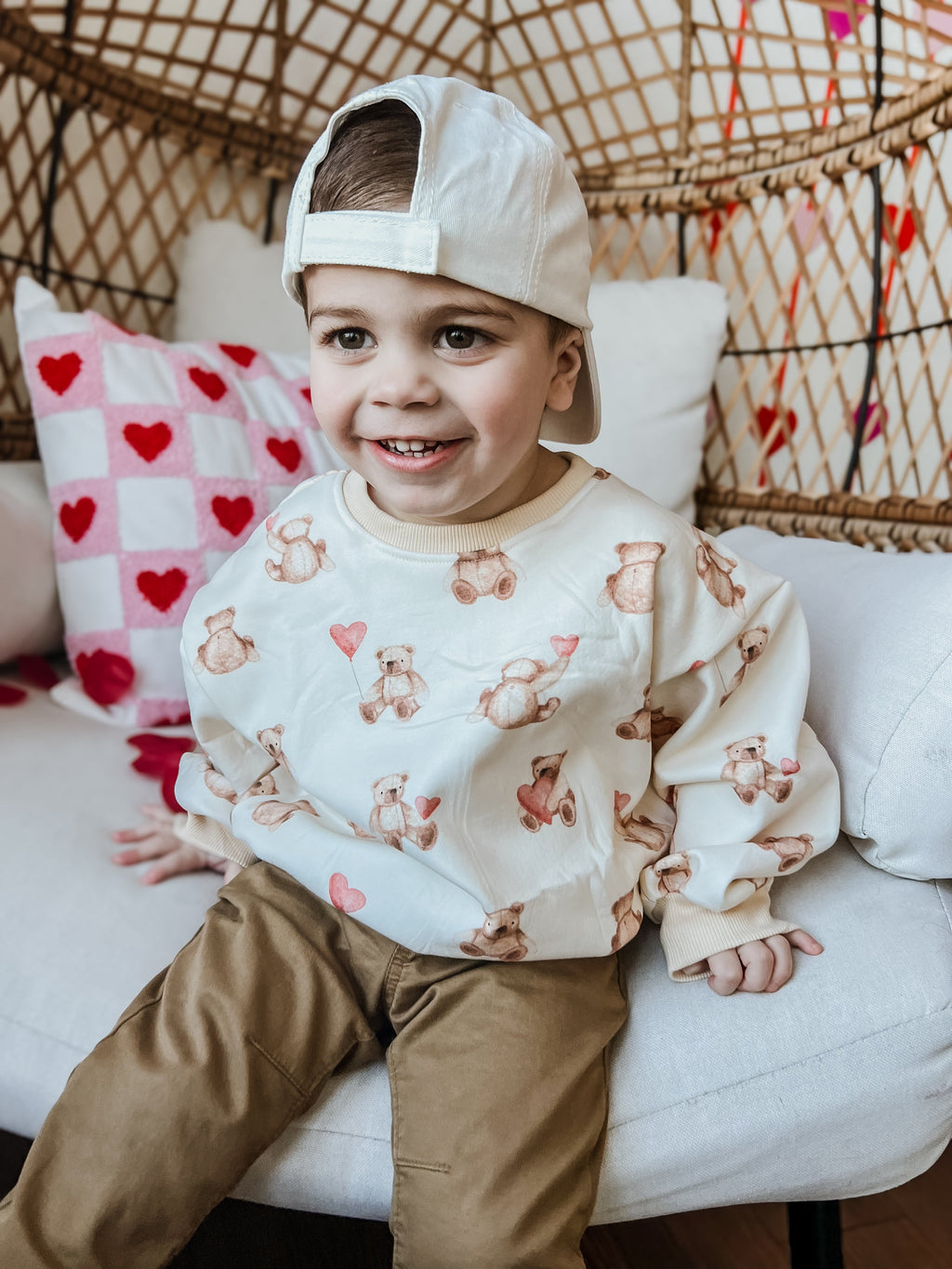 Teddy Bear Hearts Crewneck Sweatshirt