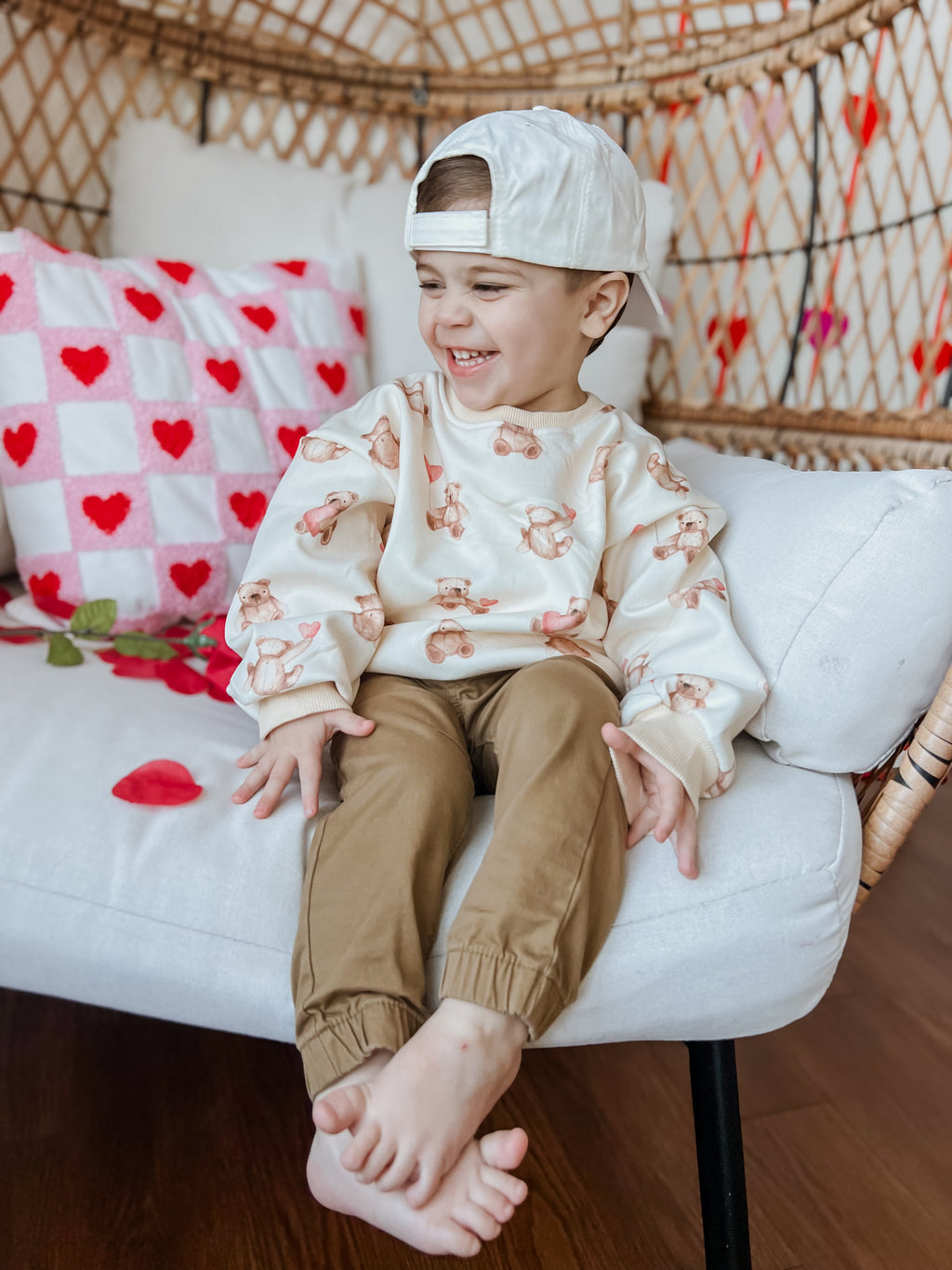 Teddy Bear Hearts Crewneck Sweatshirt