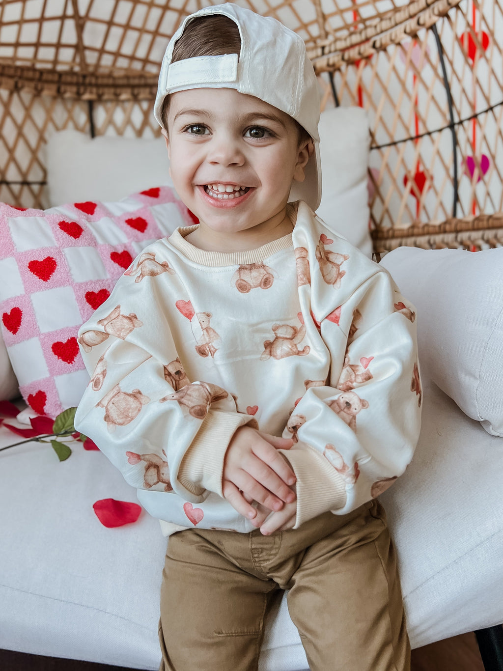 Teddy Bear Hearts Crewneck Sweatshirt