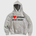 "I Love Titties and Beer" Hoodie – Funny Adult Humor Slogan Pullover, Raunchy Party Apparel, Unisex