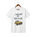 "I Survived My Trip To NYC" Funny T-Shirt – Retro New York City Souvenir Graphic Tee, Premium 100% Cotton Sarcastic Travel Top, Soft Lived-In Heavyweight Urban Humor, Made in USA