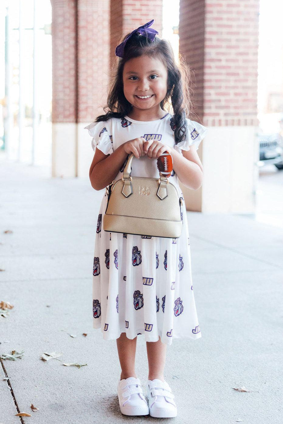 JMU White Duke Dog Flutter Twirl  Dress