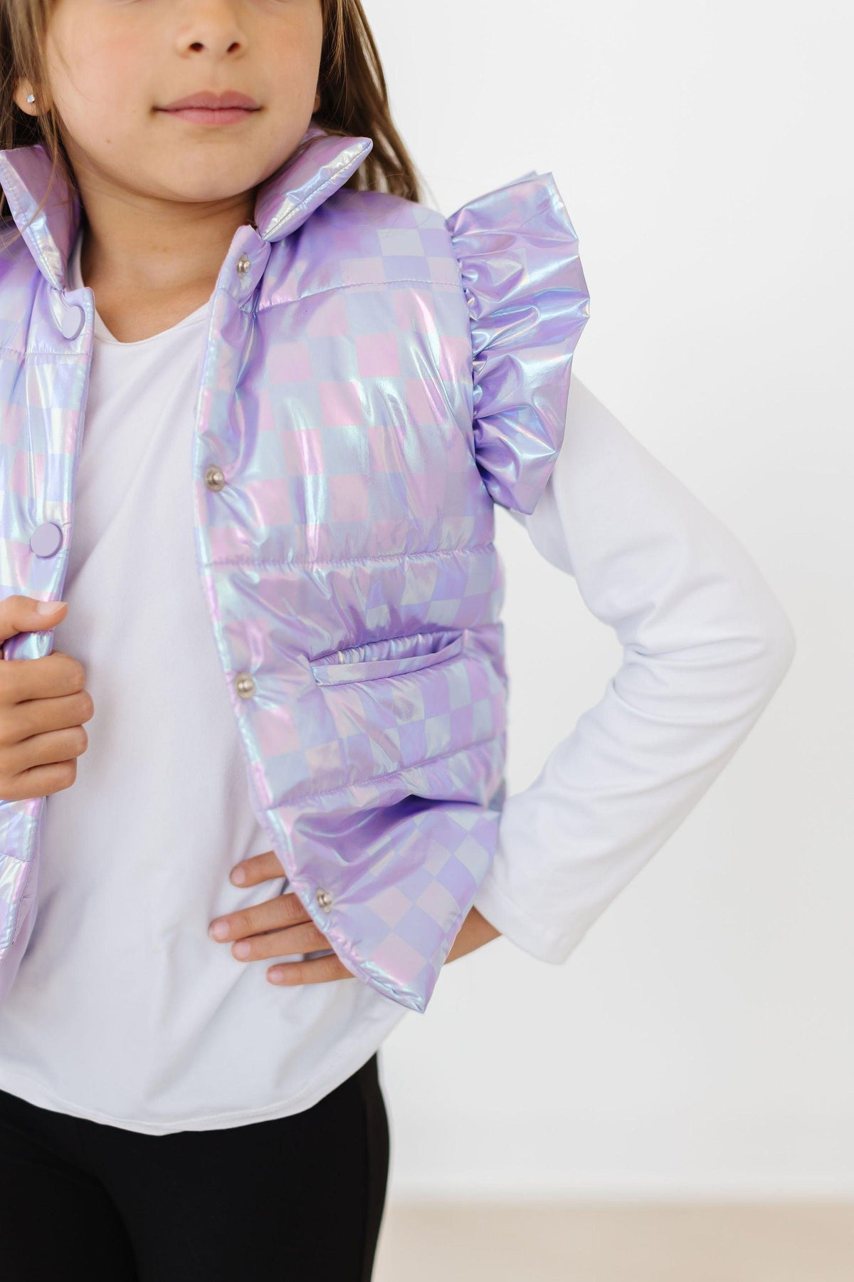 Lavender Haze Checker Puffer Vest