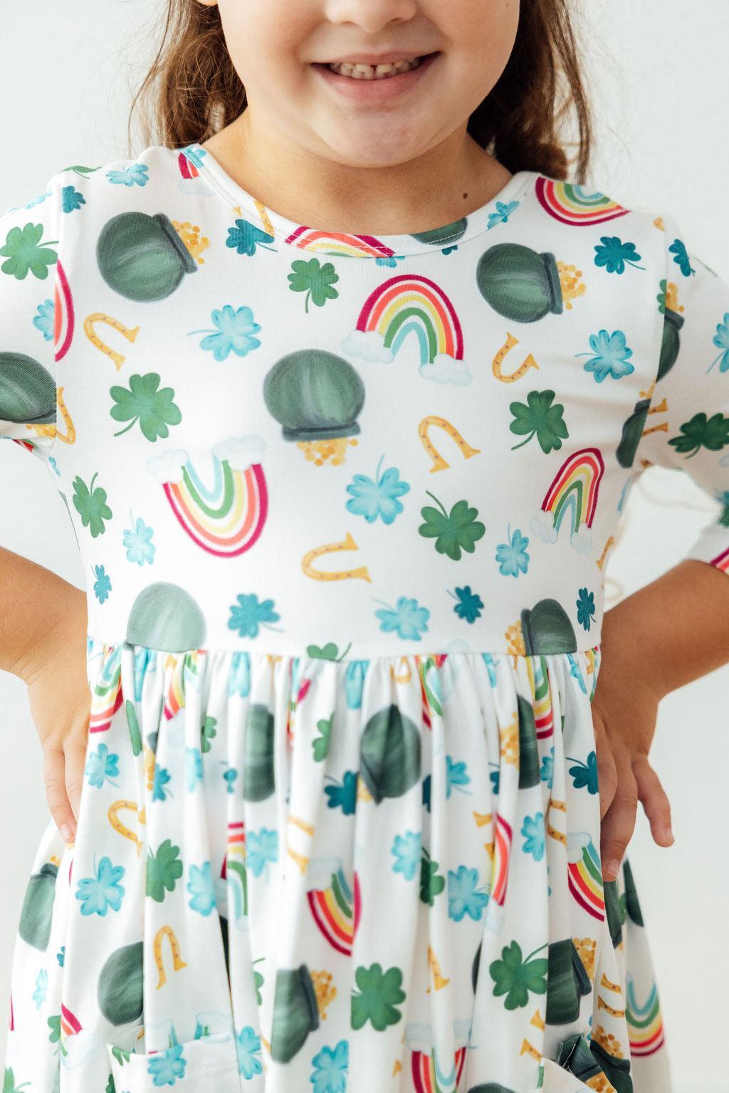 Luck of the Irish 3/4 Sleeve Pocket Twirl Dress