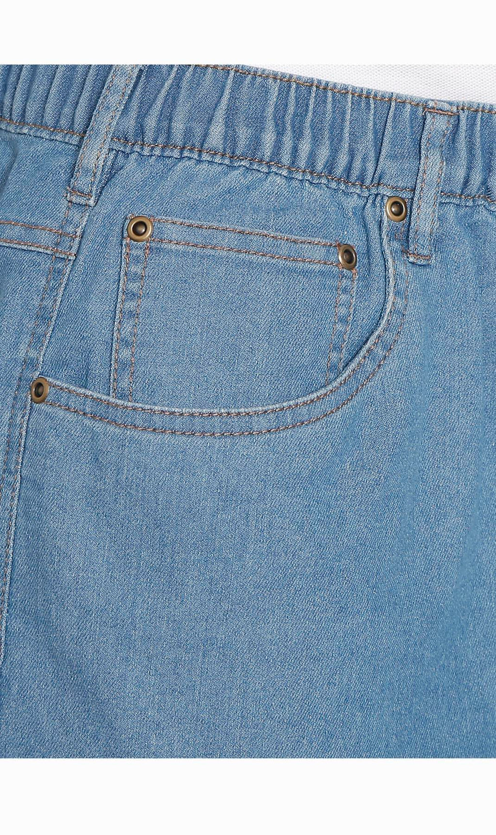 Men's Pull-On Stretch Denim and Twill Shorts — Elastic Waist No Zipper