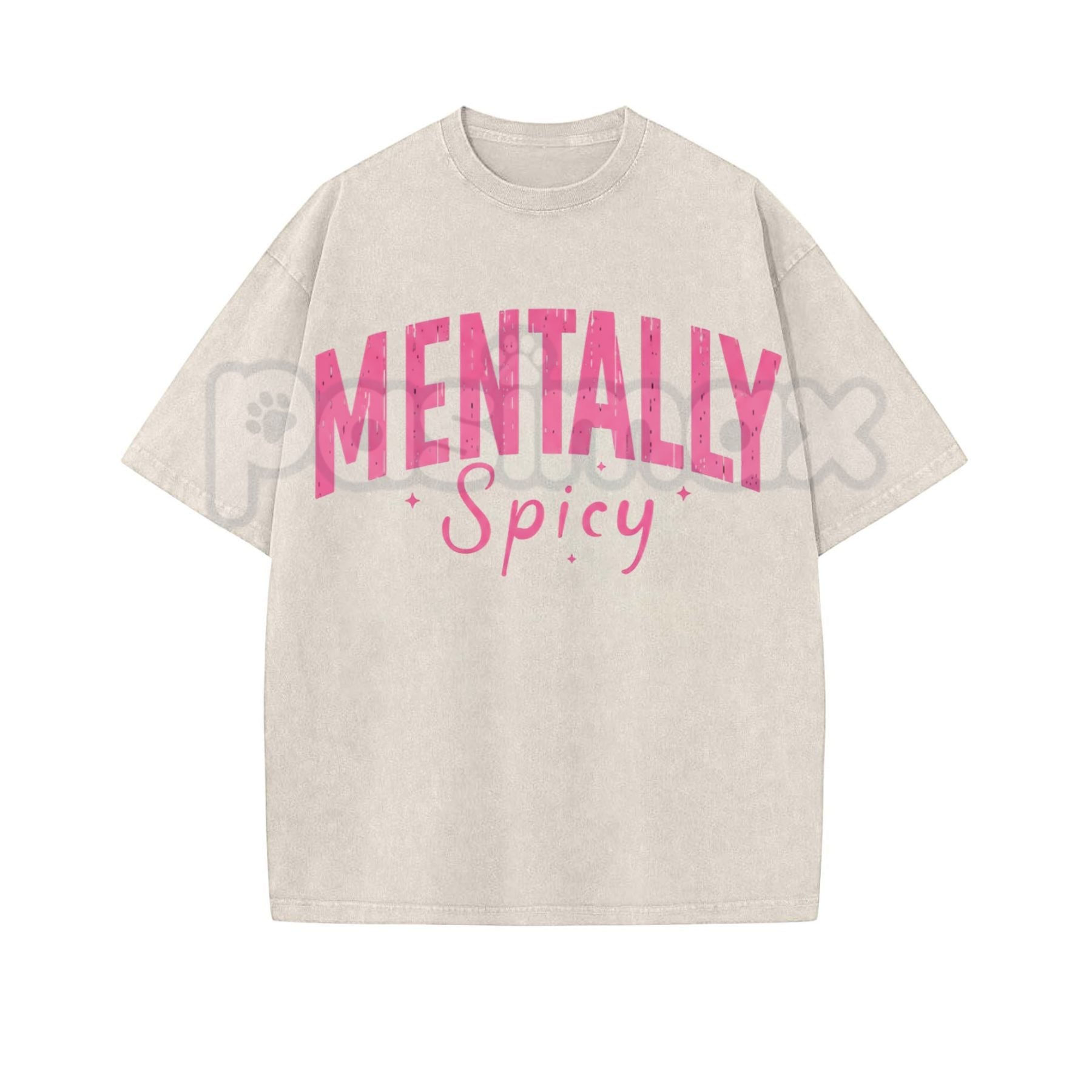 Mentally Spicy Washed T-Shirt – Funny Sarcastic Quote Tee, Vintage Oversized Graphic Shirt
